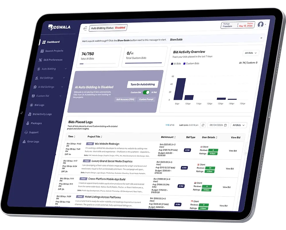 Bidswala dashboard screen animation | Homepage | Bidswala - AI Bidding Assistant
